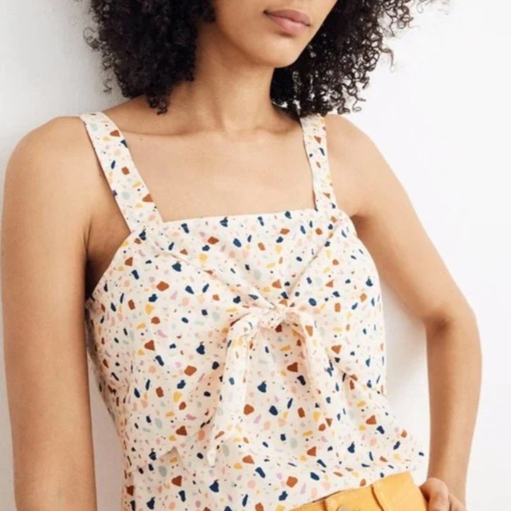 NWT Madewell Tie-Front Cami Top in Terrazzo, Sz 4